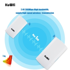 KuWFi 2-Pack 300Mbps Wireless Outdoor CPE Kit Point-to-Point wireless Bridge