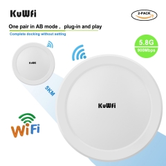 KuWFi 900Mbps Outdoor Wireless Wifi Bridge 5.8G Point to Point 3-5KM Wifi Coverage 24V POE Adapter