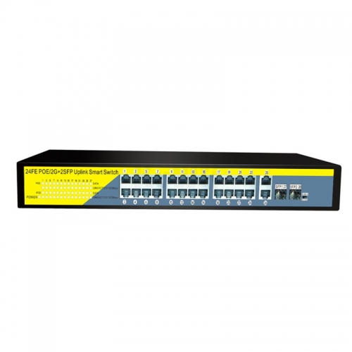 24Ports Gigabit Switch 1000Mbps POE Switch , Smart Desktop Network Power Over Ethernet InjectorExtend 250M ,2 Port Uplink 1 SFP