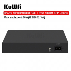 KuWFi 10 Port Gigabit Layer 2 Managed POE Switch 10/100/1000Mbps RJ45 Hub for IP Cameara Transmission Distance 100 Meters