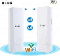 KuWFi CPE Wireless Bridge Outdoor IP65 2-Pack 14DBi 900Mbps 3KM Wi-fi Bridge ith Gigabit RJ45 port