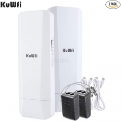 KuWFi CPE Wireless Bridge Outdoor IP65 2-Pack 14DBi 900Mbps 3KM Wi-fi Bridge ith Gigabit RJ45 port