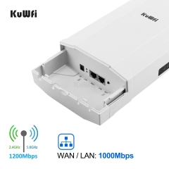 KuWFi 2-Pack Outdoor 5KM Point to Point Wireless Bridge 11AC 1200Mbps 2.4&5.8G Extender for IP Camera