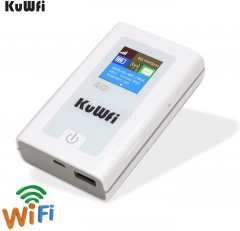 KuWFi Portable Mobile 4G LTE Hotsapot Router 5200mAH 150Mbps cat4 SIM Card Work with EU Asia