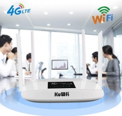 KuWFi 300Mbps 4G LTE CPE Router Unlocked 4G CPE SIM Card Antenna 32Uusers