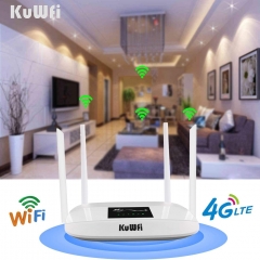 KuWFi 300Mbps 4G LTE CPE Router Unlocked 4G CPE SIM Card Antenna 32Uusers