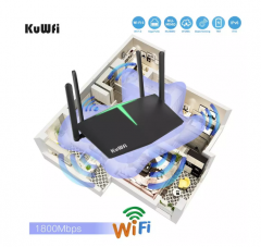 KuWFi WIFI Router WiFi6 1800Mbps Dual Band 128Users with 4 Gigabit Port