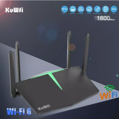 KuWFi WIFI Router WiFi6 1800Mbps Dual Band 128Users with 4 Gigabit Port