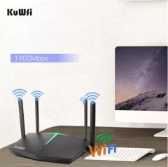 KuWFi WIFI Router WiFi6 1800Mbps Dual Band 128Users with 4 Gigabit Port