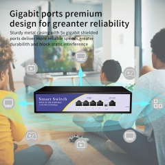 KuWFi 48V Network POE Switch 1000Mbps 6Ports Ethernet IEEE 802.3af/at Switch Suitable for IP camera/Wireless AP/CCTV