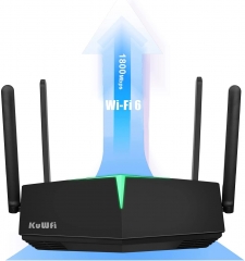 KuWFi WIFI Router WiFi6 1800Mbps Dual Band 128Users with 4 Gigabit Port