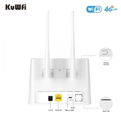 KuWFi Indoor 4G WIFI Router 150Mbps 4G SIM Unlocked with 2pcs External Antennas