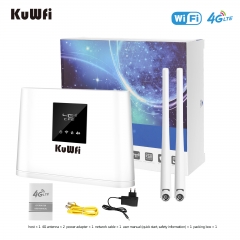 KuWFi Indoor 4G WIFI Router 150Mbps 4G SIM Unlocked with 2pcs External Antennas