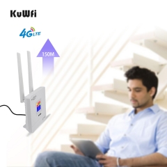 KuWfi 4G Wifi Router CAT4 150Mbps Sim Card External Antennas WAN/LAN RJ45