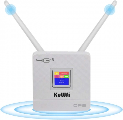 KuWfi 4G Wifi Router CAT4 150Mbps Sim Card External Antennas WAN/LAN RJ45