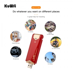 KuWFi 4G WiFi Modem Router 150Mbps USB Dongle Unlock Sim Card With External Antenna