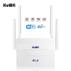 KuWFi Indoor 4G WiFi Router 300Mbps Wide Coverage with 4 External Antennas Up to 32 User