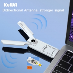 KuWFi 4G WiFi Modem Dongle Router 150Mbps Unlocked Sim Card with External Antenna for Car