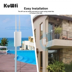 KuWFi Ip65 Wireless Access Point 24v 5dbi Poe Wifi Repeater 1200mbps Wifi Ap for Outdoor