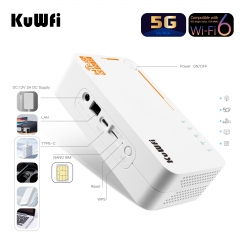 KuWFi 5g CPE Router Ax3600 4000mah Wifi 6 Pocket Wifi Router 5g Router with Sim Card Slot