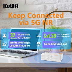 KuWFi 5g CPE Router Ax3600 4000mah Wifi 6 Pocket Wifi Router 5g Router with Sim Card Slot