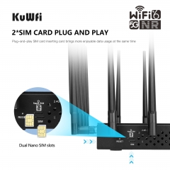 KuWFi 5g cpe router 8 antennas wifi 6 mesh wifi router 5g 3000mbps wireless 5g router with sim card slot