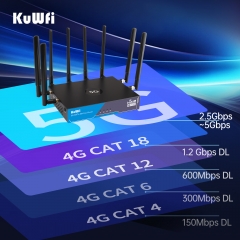 KuWFi 5g cpe router 8 antennas wifi 6 mesh wifi router 5g 3000mbps wireless 5g router with sim card slot