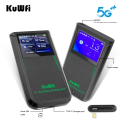 Touchable screen KuWFi eSim 5g router 4500mah battery 5g cpe wireless router 128 users mobile 5g router with sim card slot