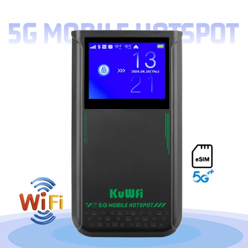 Touchable screen KuWFi eSim 5g router 4500mah battery 5g cpe wireless router 128 users mobile 5g router with sim card slot