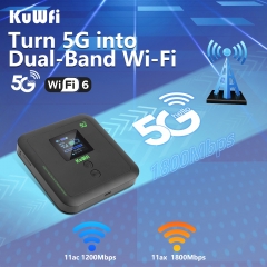 NSA/SA 2.5Gbps KuWFi 6000mAh wifi router 5g dual band 128users portable 5g wifi router with sim card slot