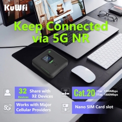 NSA/SA 2.5Gbps KuWFi 6000mAh wifi router 5g dual band 128users portable 5g wifi router with sim card slot