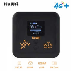 KuWFi dual sim 4G+ pocket wifi cat12 4g lte wireless router rj45 1200mbps