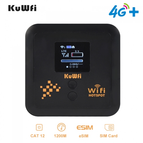 KuWFi dual sim 4G+ pocket wifi cat12 4g lte wireless router rj45 1200mbps