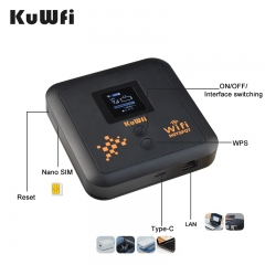 KuWFi dual sim 4G+ pocket wifi cat12 4g lte wireless router rj45 1200mbps